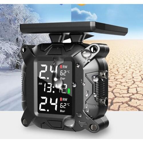 Real Time Wireless Solar Tire Pressure Monitoring System 0-8.8 Bar / 0-127 PSI Tire Position Exchange for Motorcycle Trailer