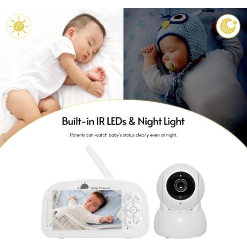 2.4G Wireless 1080P Baby Monitor with Camera 5 Inch Video Two-Way Talk/Lullabies Playing/Room Temperature Detection/Time Setting