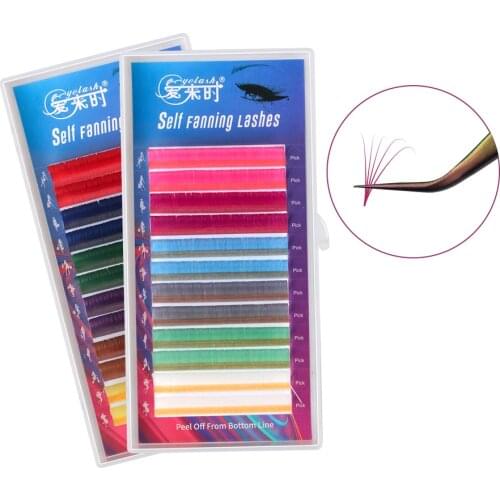 THINKSHOW Color Lashes Easy Fanning Eyelash Extension 0.07mm C/D Auto-Blooming DIY 2D/3D/4D/6D