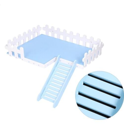 1 Set Parrot Hamster Wooden Fence Ladder and Platform Squirrel Hamster Climbing Ladder Funny Small Pet Playing Toy