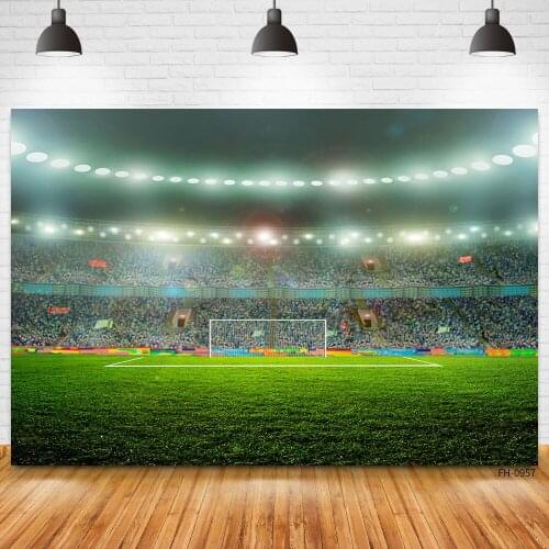 Football Field Stadium Grassland Backdrops Spotlight Soccer Boy Birthday Party Photography Backgrounds Photo Studio Photocall