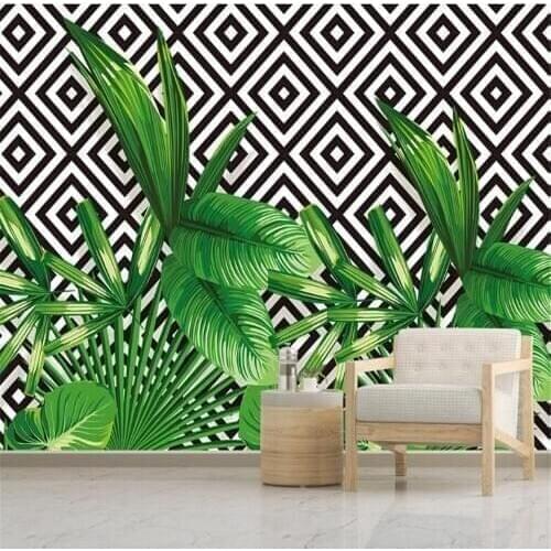 Milofi custom photo wall paper fresh modern minimalist three-dimensional plant geometric mosaic TV background wall mural