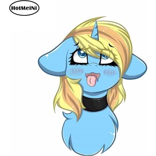 HotMeiNi 13cm x 10.1cm for Blue Unicorn Ahegao Face Cartoon Decal Anime Refrigerator Trunk VAN Car Stickers Windows Decoration