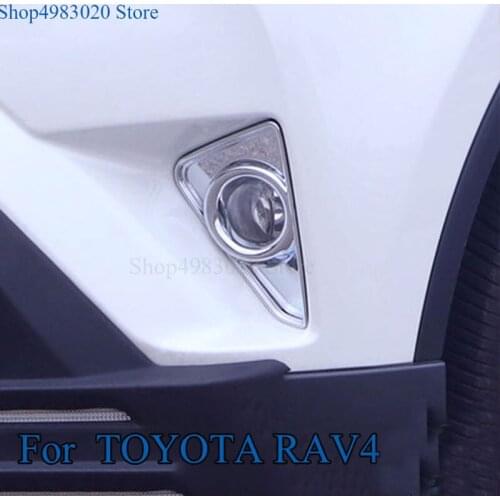 For Toyota RAV 4 RAV4 2016 2017 ABS Chrome Front Fog Light Cover Trim Foglamp Frame Cover Stickers Decoration Car Styling 2pcs