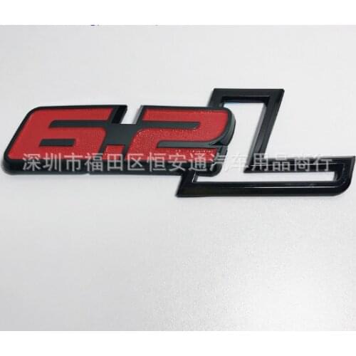 Red Black 6.2L Emblem Car Fender Side Badge Decal Stickers Trunk Rear 150