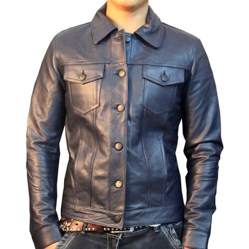 Fad New Europe Plus Large Big Size Xxxl 3xl Male Spring Autumn Fall Genuine Real Leather Coat Casual Jacket for Men A091