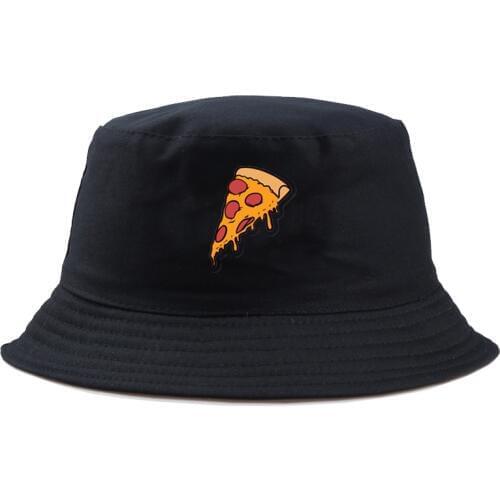 Summer fisherman hat Women Cartoon Pizza bucket Hats for Unisex bucket hat Vintage print mens fishing hat panama cap