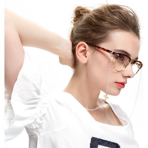 Glasses Metal Chain Women Men Metal Sunglasses Flowers Beaded Eyeglass Lanyard Hold Straps Eyewear Retainer Jewelry Rope