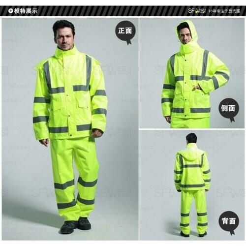 Can customize logo from 5pcs; high visibility reflective safety raincoat; reflective jacket; waterproof safety traffic jacket 40