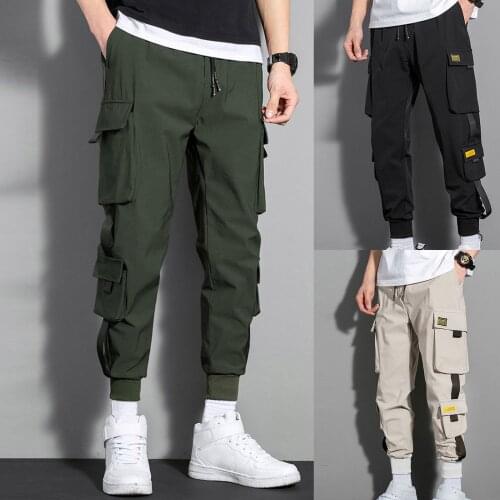 2021 Mens Cargo Pants Loose Plus Size Sports Harlem Pants Nine Pants Casual Cargo Pants Trousers Streetwear штаны мужские