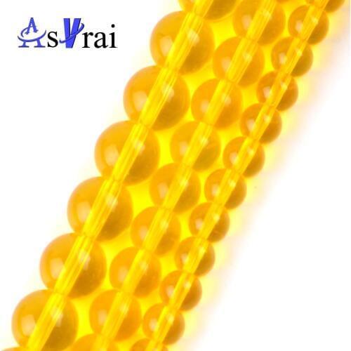 Natural Yellow Glass Beads Round Spacer Loose Beads for Jewelry Making 4mm-12mm DIY Bracelets Nevklace Jewellery Wholesale 15"