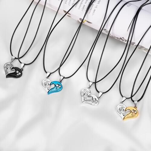New 1 pair Fashion Couple Heart Shape I Love You Pendant Drop Necklace Unisex Friendship Sweetheart Fashion Jewelry Accessories