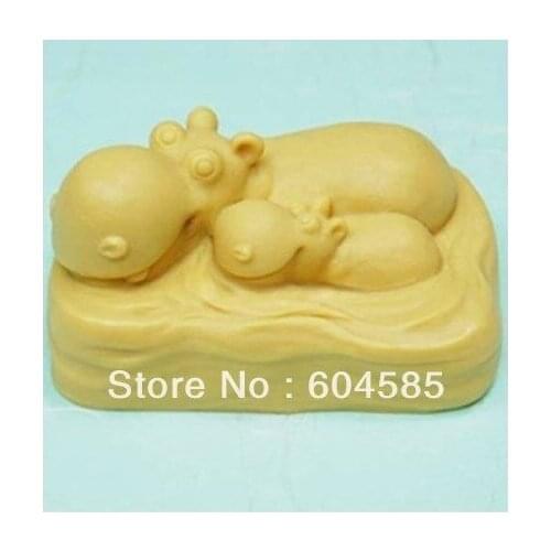 New Hippo family Craft Art Silicone Soap mold Craft Molds DIY Handmade soap molds