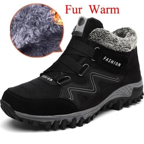 OKKDEY 2020 winter Men Boots Fur Warm Ankle Snow Boots Men Winter Rubber Work Boots Men Sneakers safety shoes steel toe shoes