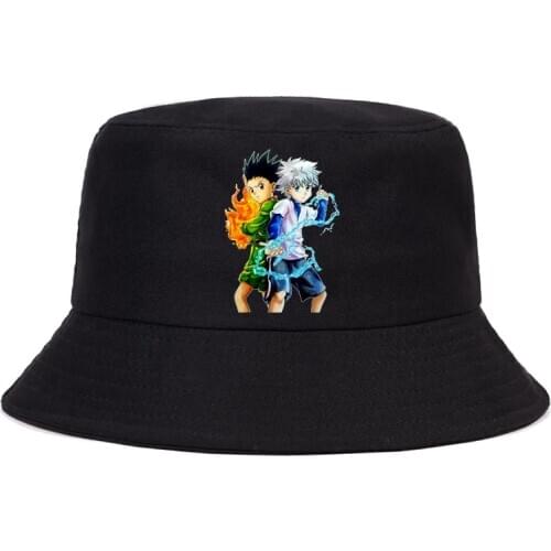 Men Women Printed Summer Kawaii Hunter X Hunter Panama Bucket Cap The Design Flat Visor Killua Zoldyck Anime Fisherman hat