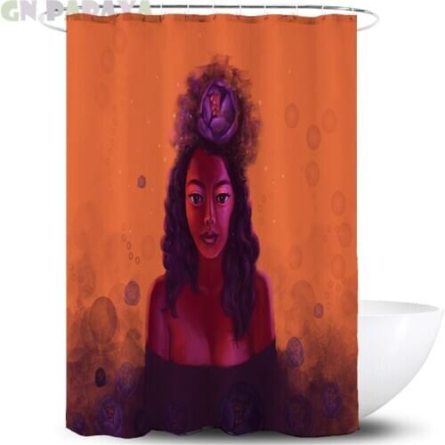 Sexy African girl Psychedelic Bath Curtains Waterproof Polyester Fabric Lava red Shower Curtains Screen with Hooks Accessories