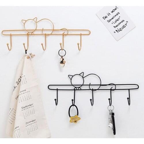 Simple and creative wrought iron door key hook, home living room bedroom kitchen decoration coat hook hook home decor