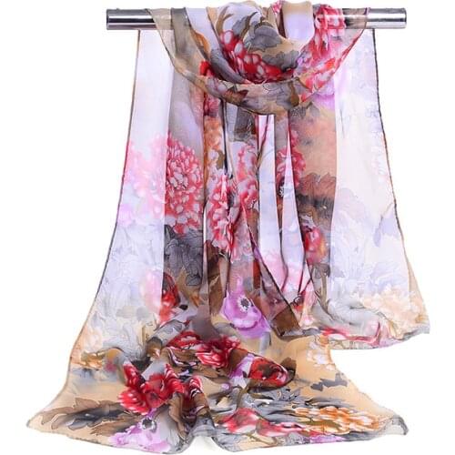 Big Flowers Scarf Women Printing Fashion High Quality Designer Ladies Scarves Flower Plant Luxury Scarfs Female Thin Brown Shawl