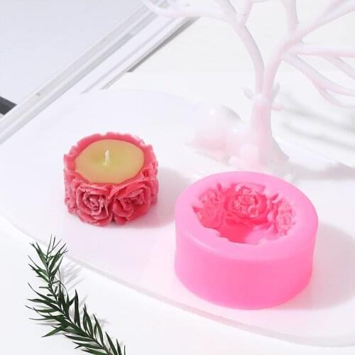 3D Rose Silicone Candle Mold Soap Molds Fondant Moulds Cake Mold for Soap Making Birthday Valentines Day Wedding Decors