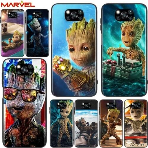 Groot Marvel Avengers for Xiaomi Poco X3 NFC X2 M3 M2 F2 F3 Pro C3 F1 A2 Lite Mix3 Play Silicone Soft Black Phone Case