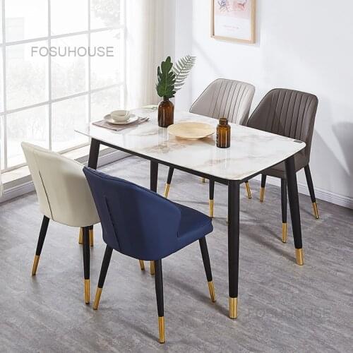 Modern Simple Nordic Dining Table Chair Family Restaurant Hotel Soft Chair Leather Dining Chair With Armrest Kitchen Furniture