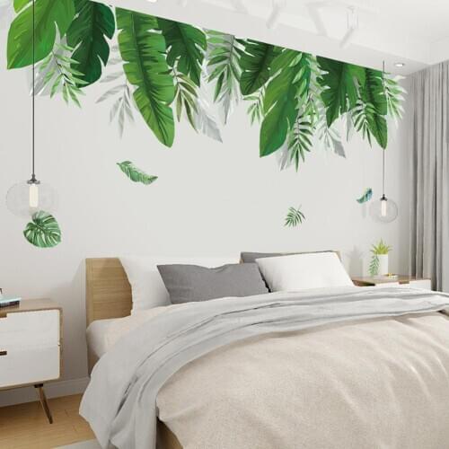 Fresh Greenery Leaves Plant Wall Sticker Living Room Bedroom Home Decal Decor