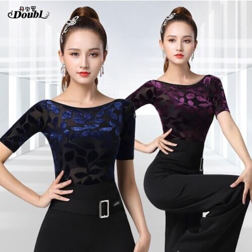 Excellent Quality Latin Dance Tops Female Sexy Performance Dancing Shirt Ballroom Cha Cha Samba Practice Dance Clothes