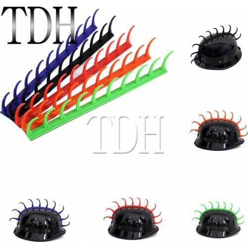 Universal Motorcycle Helmet Mohawk Sticker Fire Flame Rubber Strip Sticke Red Blue Green Orange