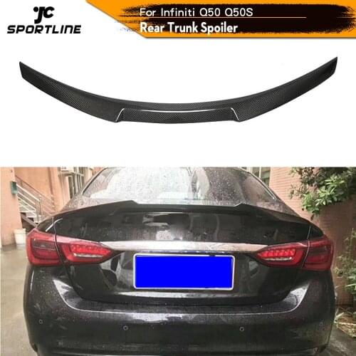 Rear Trunk Spoiler Boot Lip Wing Spoiler For Infiniti Q50 2014 - 2018 Carbon Fiber