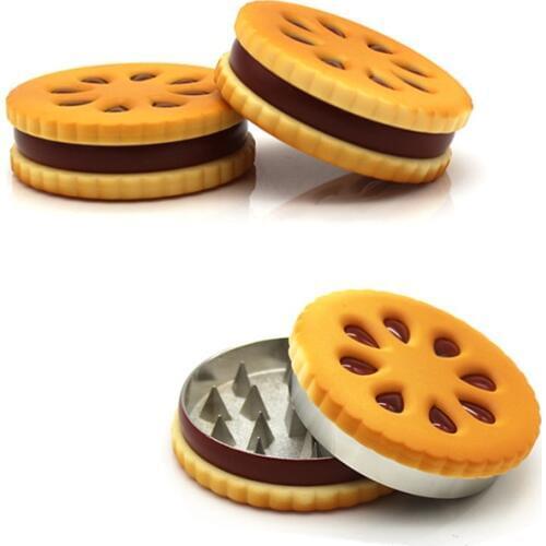 12Pcs Hot sale 55mm Cookie Shape Biscuit Metal Grinder Tabacco Crusher Mills Dried Flowers Herbs Home Creative Gift for Men