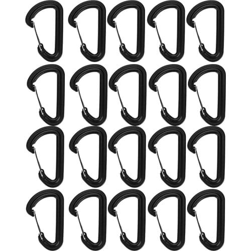 20Pcs Hiking Accessories Keychain Tool D Carabiner Spring Snap Clip Hooks Plastic Climbing Hiking Locking Buckle Key Ring