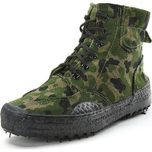 2019 Mens Fashion Casual Camouflage Shoes Mens Labor Insurance Liberation Rubber Shoes Jungle Canvas High-top Training Shoes