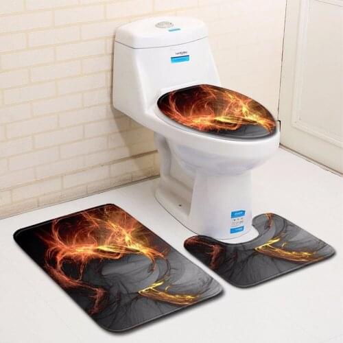 Modern Toilet Seat Cover Water Absorption 3Pcs Set Carpets Decoration Home Bathroom Anti-Slip Floor Mats Printing Pattern Rug