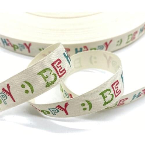 5Yards 15mm Cotton Ribbon Printed Cotton Ribbons For Wedding Christmas Decoration DIY Sewing Fabric #22