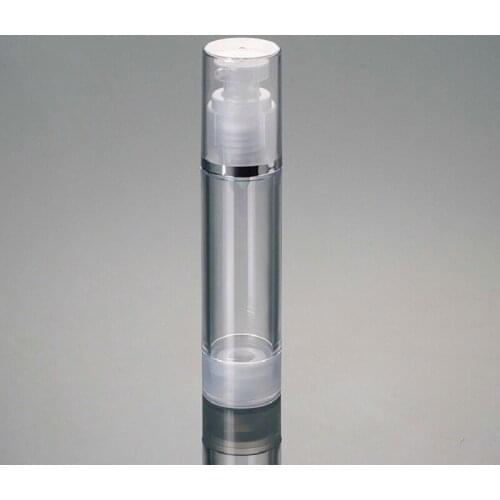 50ML clear plastic airless bottle with airless pump silver line for lotion/emulsion/serum/skin care cosmetic packing
