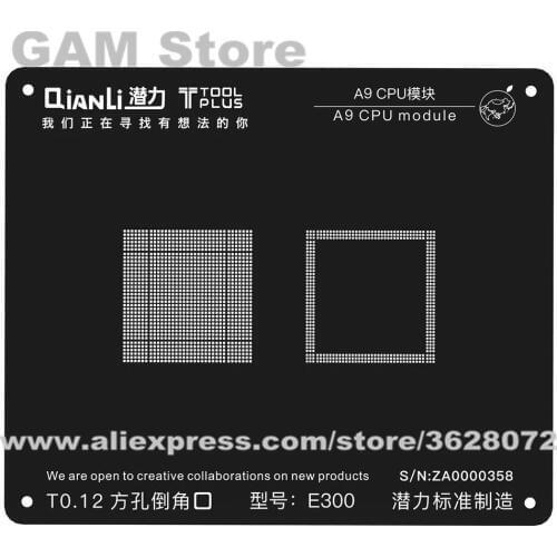 A9 CPU RAM BGA Stencil For iPhone 6S/6S Plus CPU Module iBlack Reball IC Pin Tin Plant Net Heating Template 0.12mm Thickness