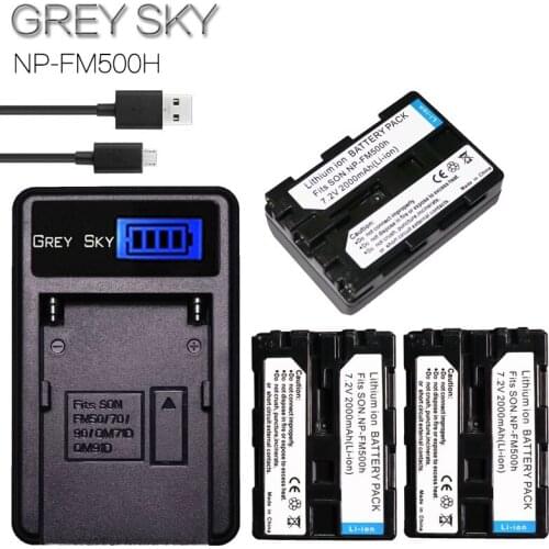 3pcs 2000mAh Li-ion NP-FM500H NP FM500H Camera Battery For Sony A57 A58 A65 A77 A99 A550 A560 A580 Battery NP-FM500H + charger