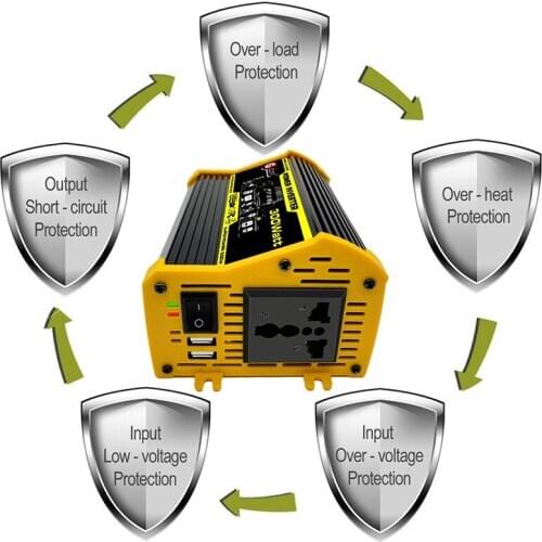 Black D12V to 220V/110V 300W LED Car Power Inverter Converter Charger Adapter Dual USB Voltage Transformer Modified Sine Wave