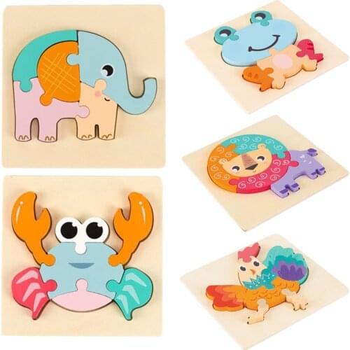 Wooden Matching Jigsaw Puzzles Montessori Learning for Baby Children Kids