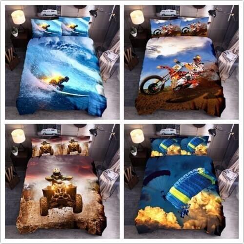 3d motorcross super cool children duvet cover set king queen twin single size bed linen set