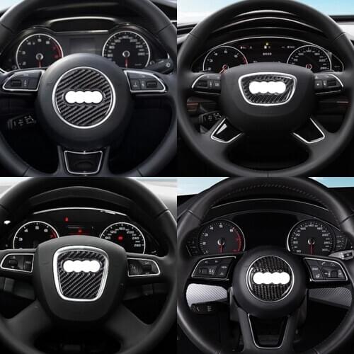 For Audi Q5 A4 A3 A6 Q3 Q7 Interior Carbon Fiber Steering Wheel Panel Cover Trim Sticker