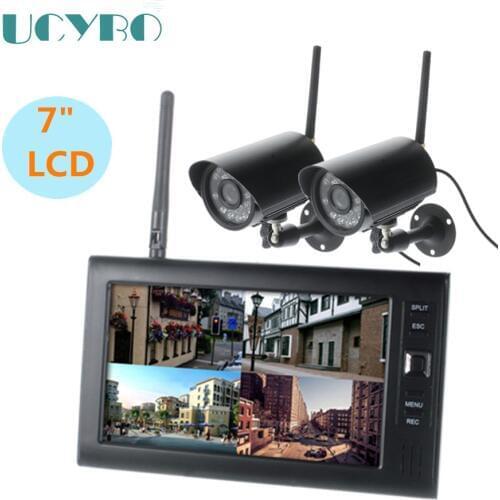 Wifi wireless security camera system for 2.4Ghz home video surveillance cctv set w/ 7" LCD Baby Monitor cam kit motion detection