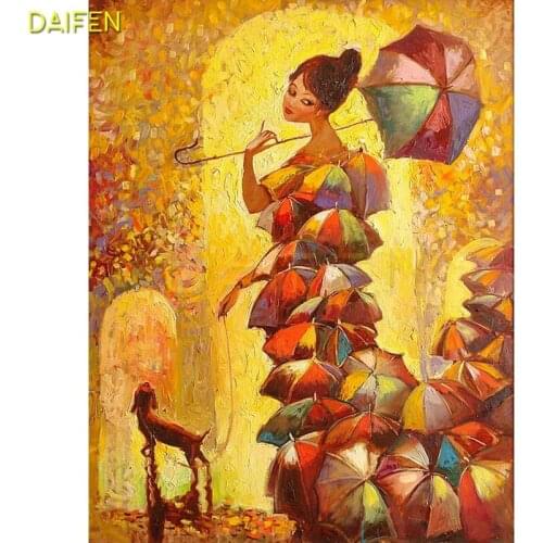 Full Square Diamond embroidery Oil painting girl Full Round Diamond painting Cross stitch Umbrella group DIY Diamond mosaic dog