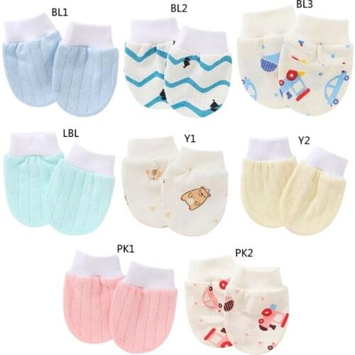 KLV 1 Pair/set Simple Cute Baby Cotton Mitten Newborn Anti-eat Hand Anti-Grab Face Protect Glove Baby Mitten