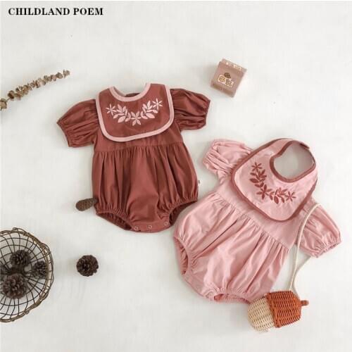 Baby Girl Romper Summer Newborn Baby Girl Clothes With Bib Cotton Embroidery Princess Baby Clothes Girl Baby Romper Jumpsuit