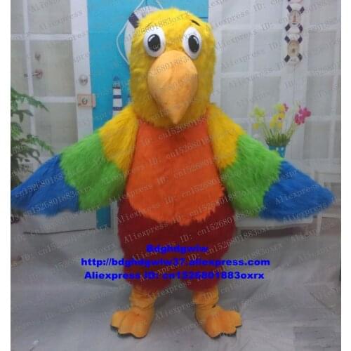 Colorful Long Fur Parrot Parakeet Macaw Bird Mascot Costume Adult Cartoon Character Meeting Welcome Trade Show Fair zx764