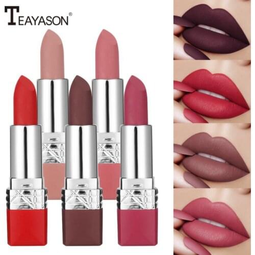TEAYASON 12 Colors Matte Lipsticks Waterproof Matte Lipstick Lip Sticks Cosmetic Easy to Wear Matte Makeup Lip stick