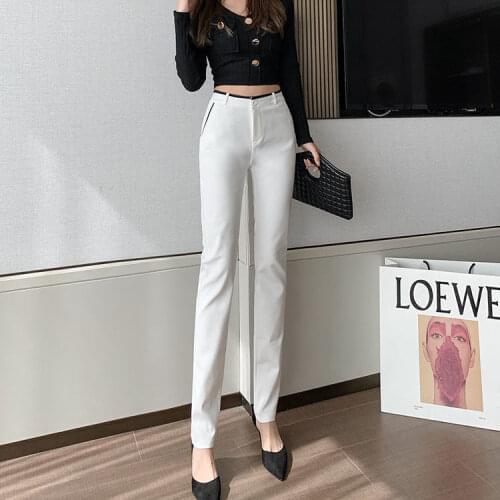 Women New 2021 Spring Summer High Waist Pants Female Casual Loose Vintage Suit Pants Office Lady Elegant All-match Trousers B55