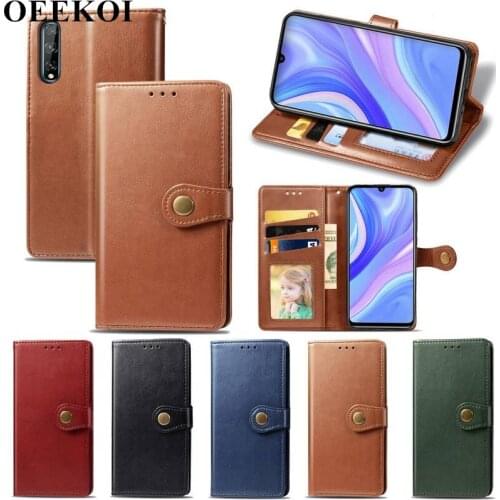 OEEKOI Pure Color PU Leather Wallet Flip Cover Case for Huawei Y8P
