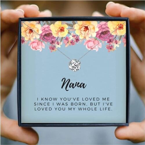 Choker Necklace for Women Jewelry To My Nana Single Shiny Zircon Pendant Necklaces Birthday Gifts